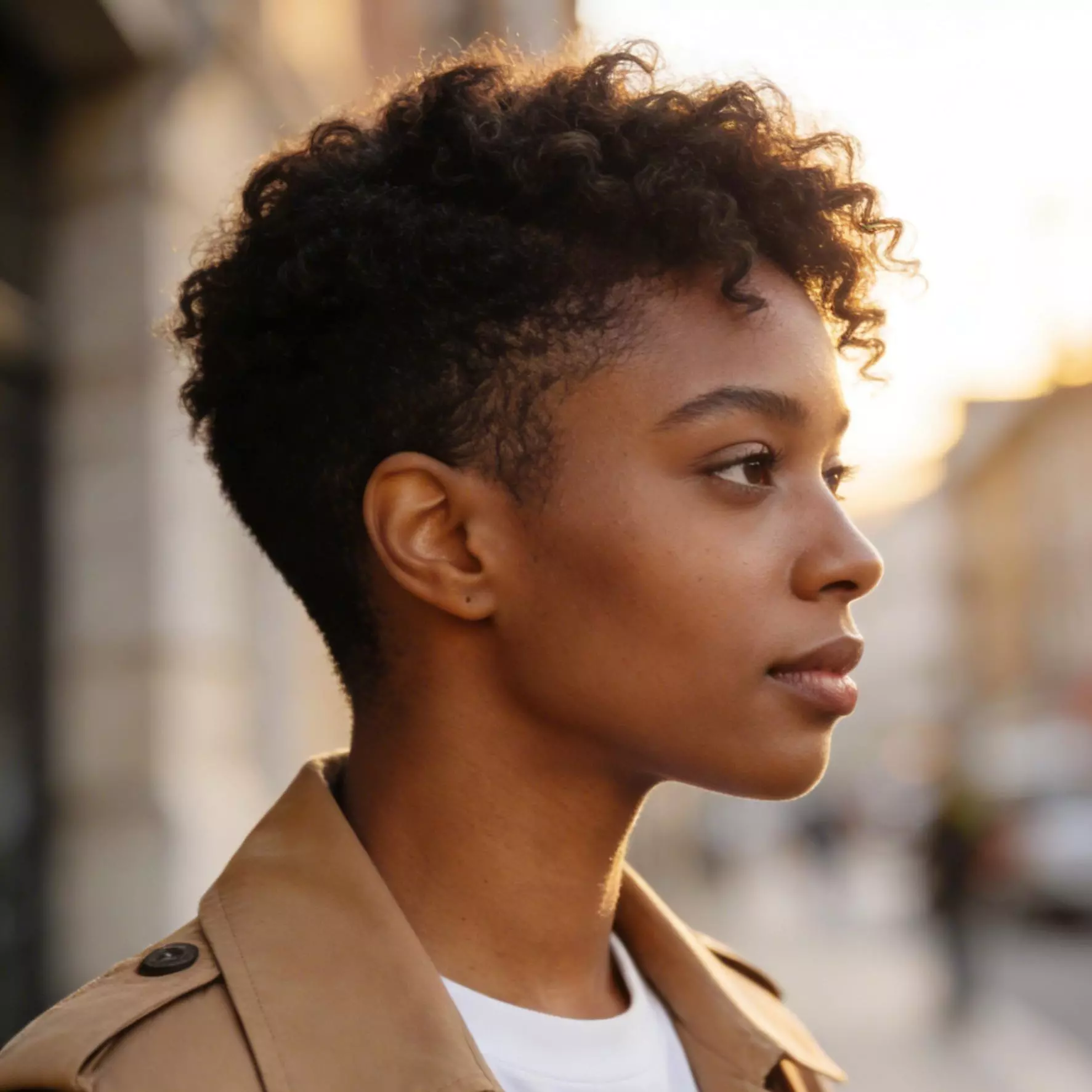 side-shaped cropped wash-and-go for black women with soft natural texture and a more deliberate short outline