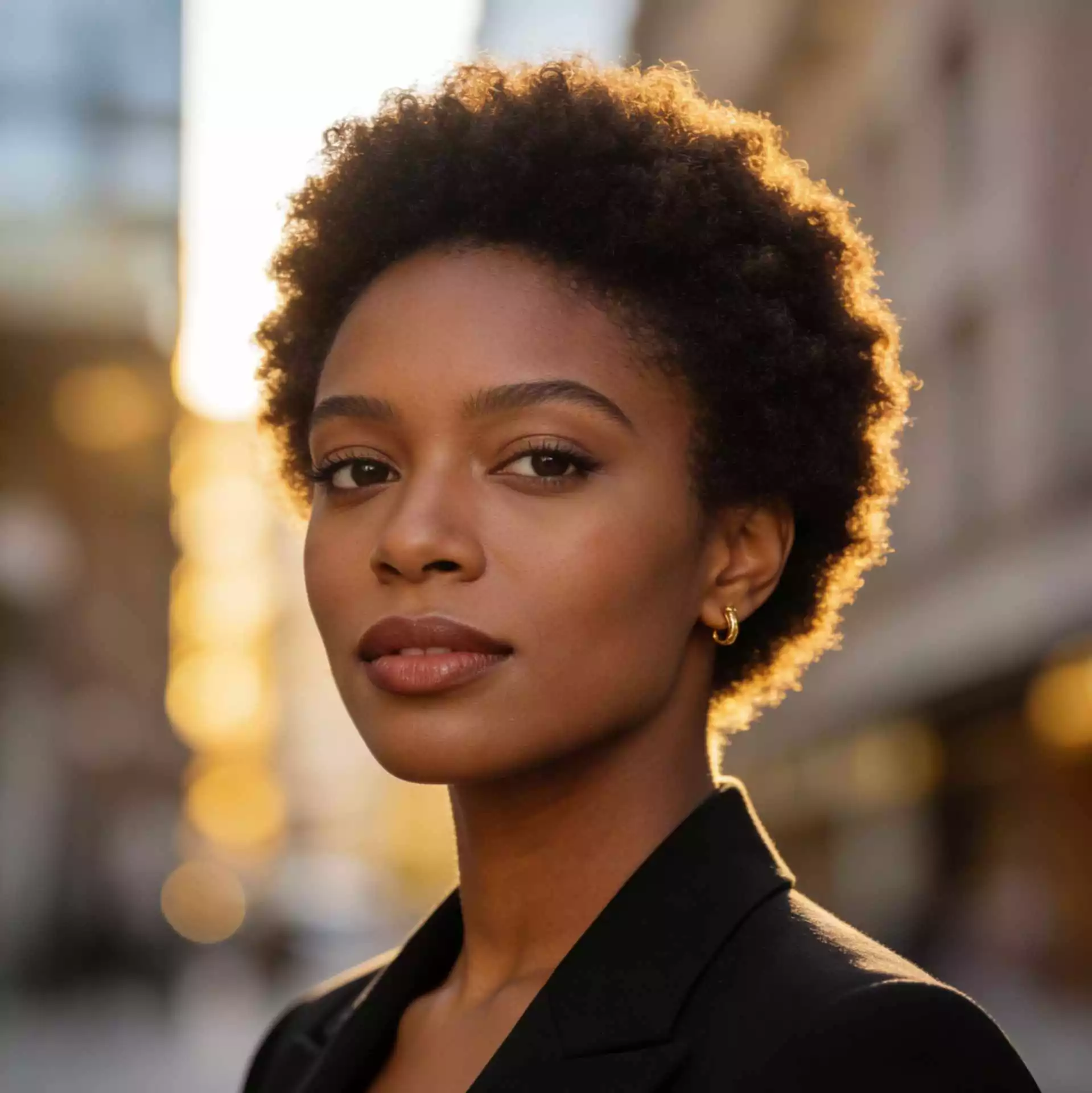 soft rounded twa hairstyle for black women with short natural texture, gentle compact volume, and a balanced outline