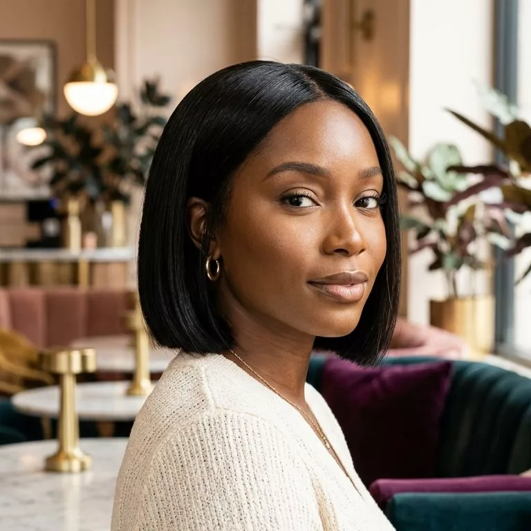 short sleek bob weave for black women with sharp shape, polished finish, and clean bob line