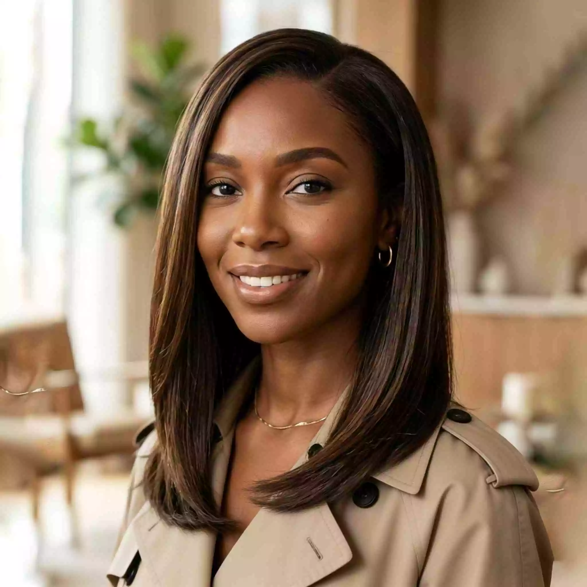 shoulder-length smooth weave for black women with polished shape, sleek finish, and manageable length