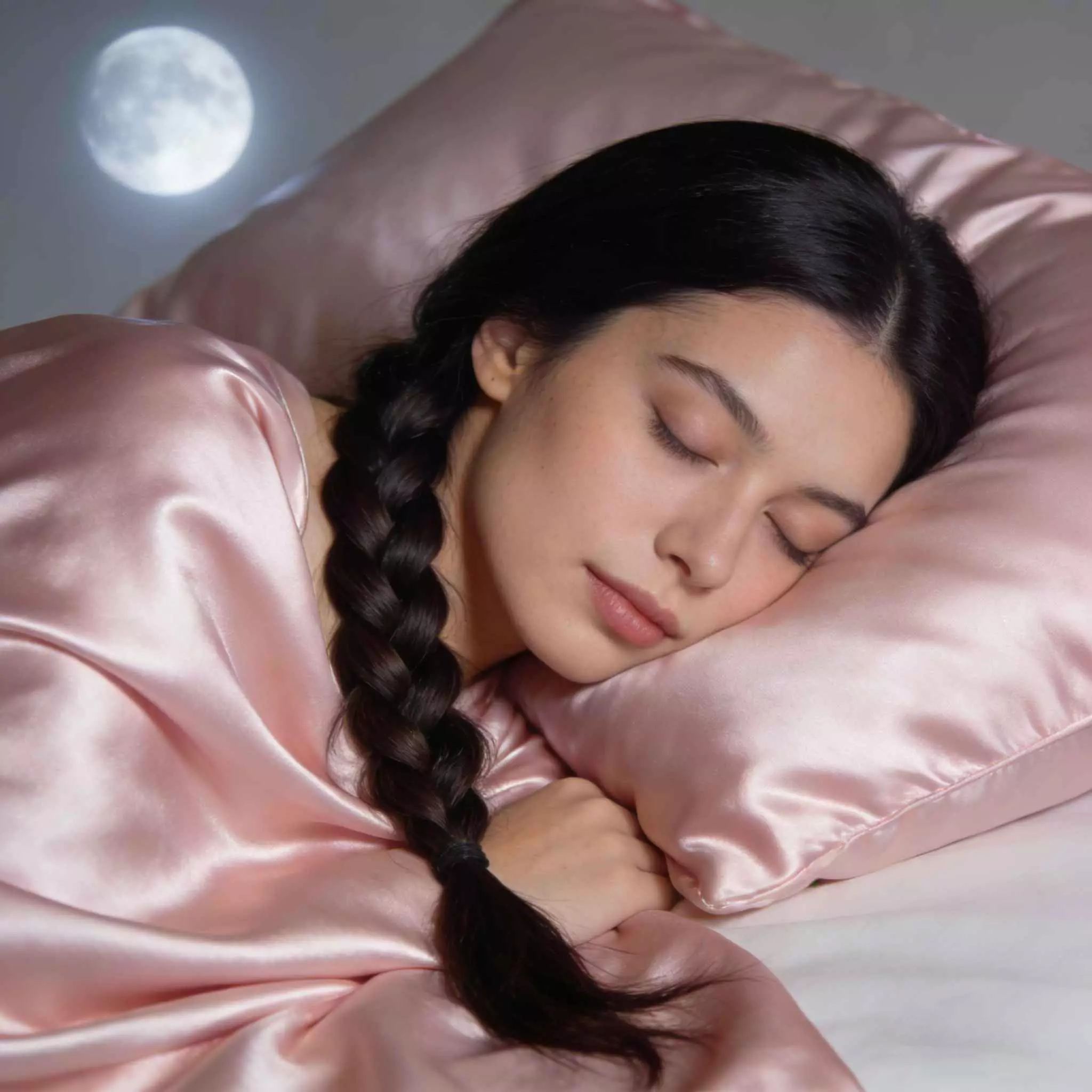 Satin pillowcase and loose braid minimize overnight tangles and breakage in long hair