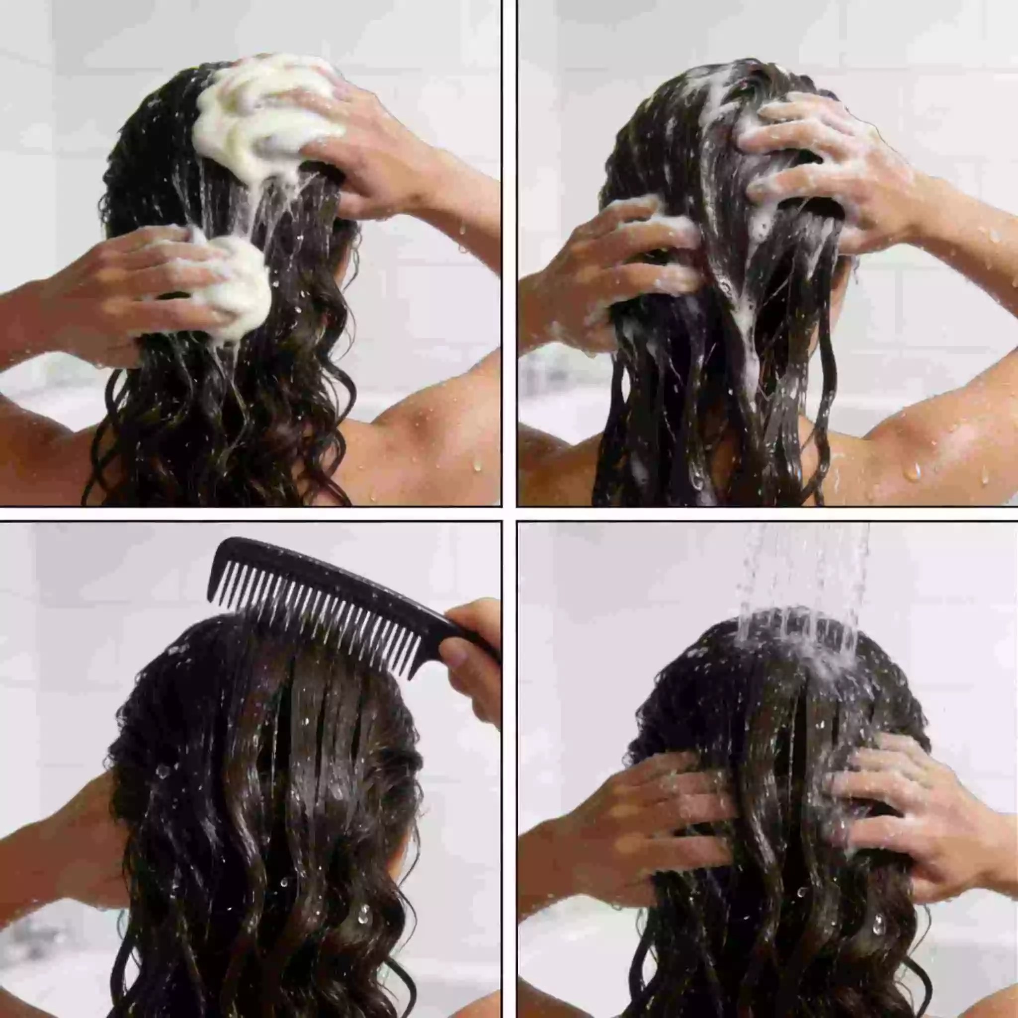 Wash day detangling flow: condition, finger detangle, comb ends-up, gentle rinse