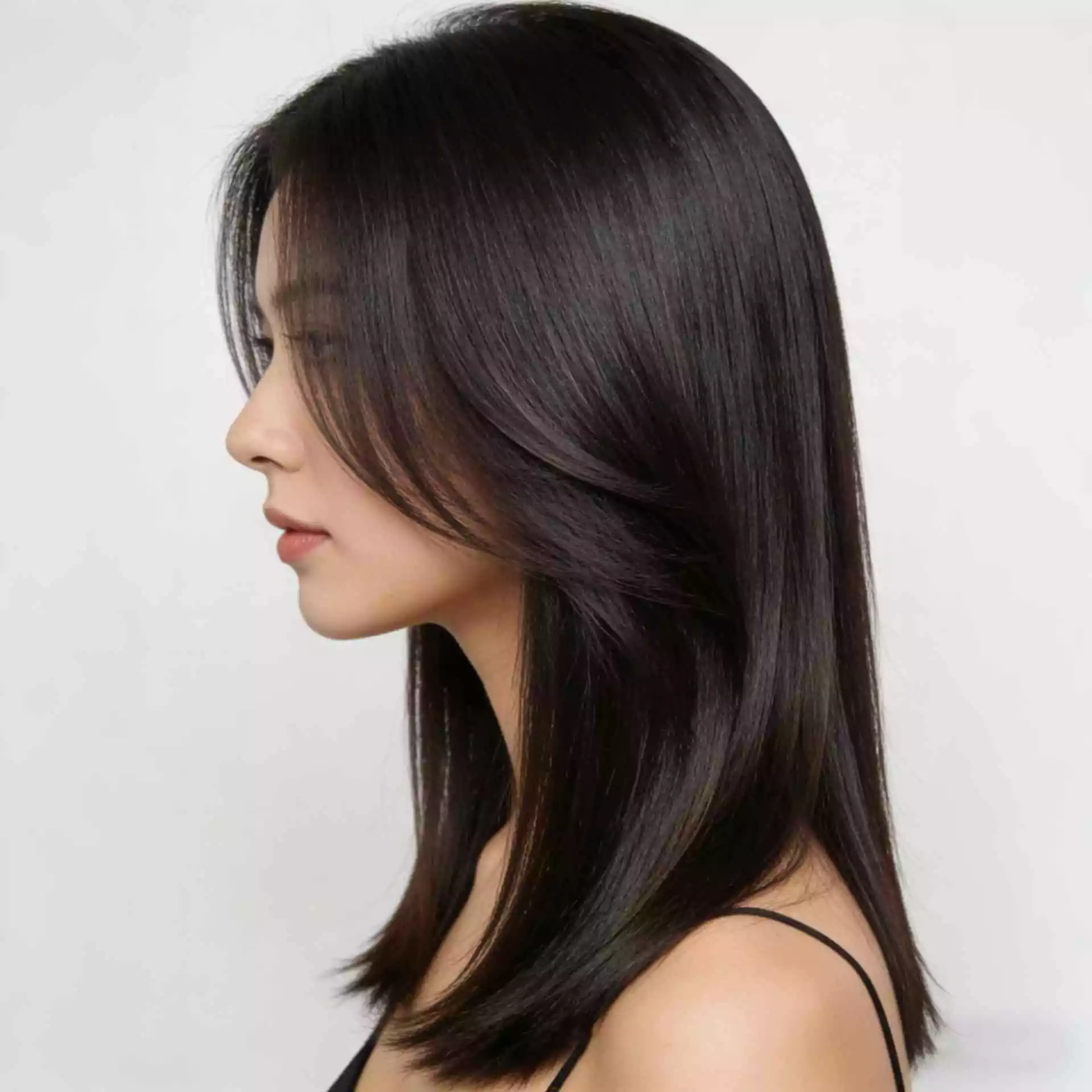 Deep layers for thick straight hair — weight removed through the mids with blended ends