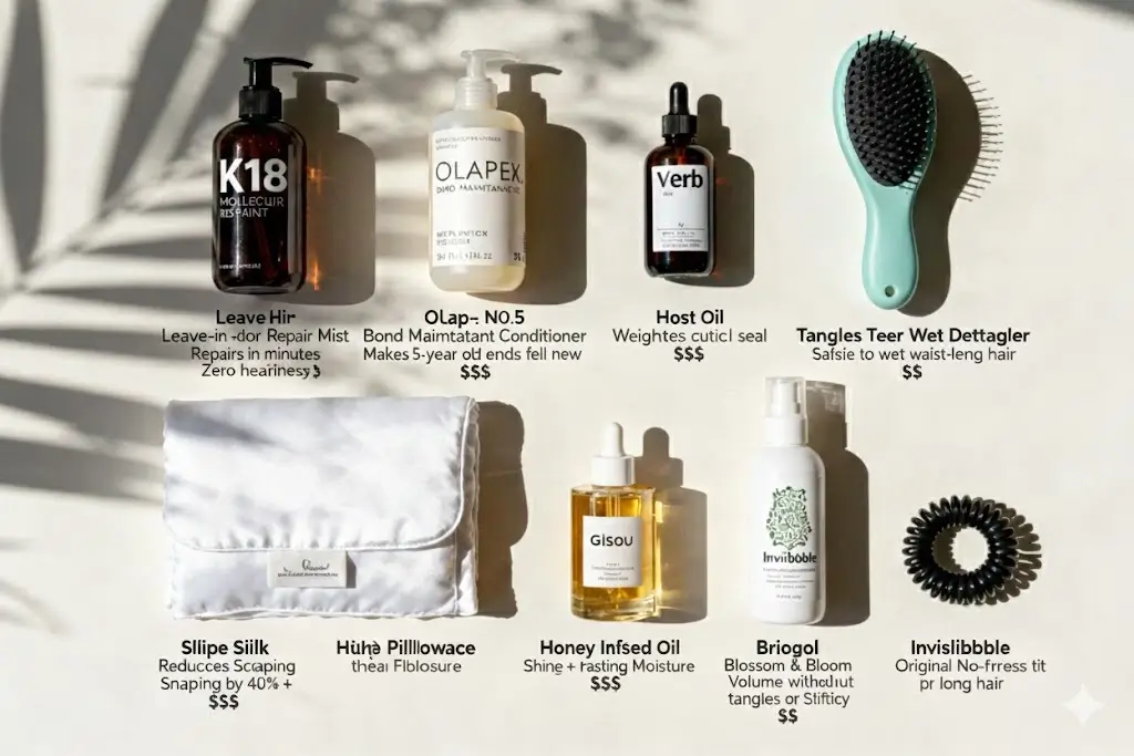 step-by-step daily long hair maintenance routine on extra long hair