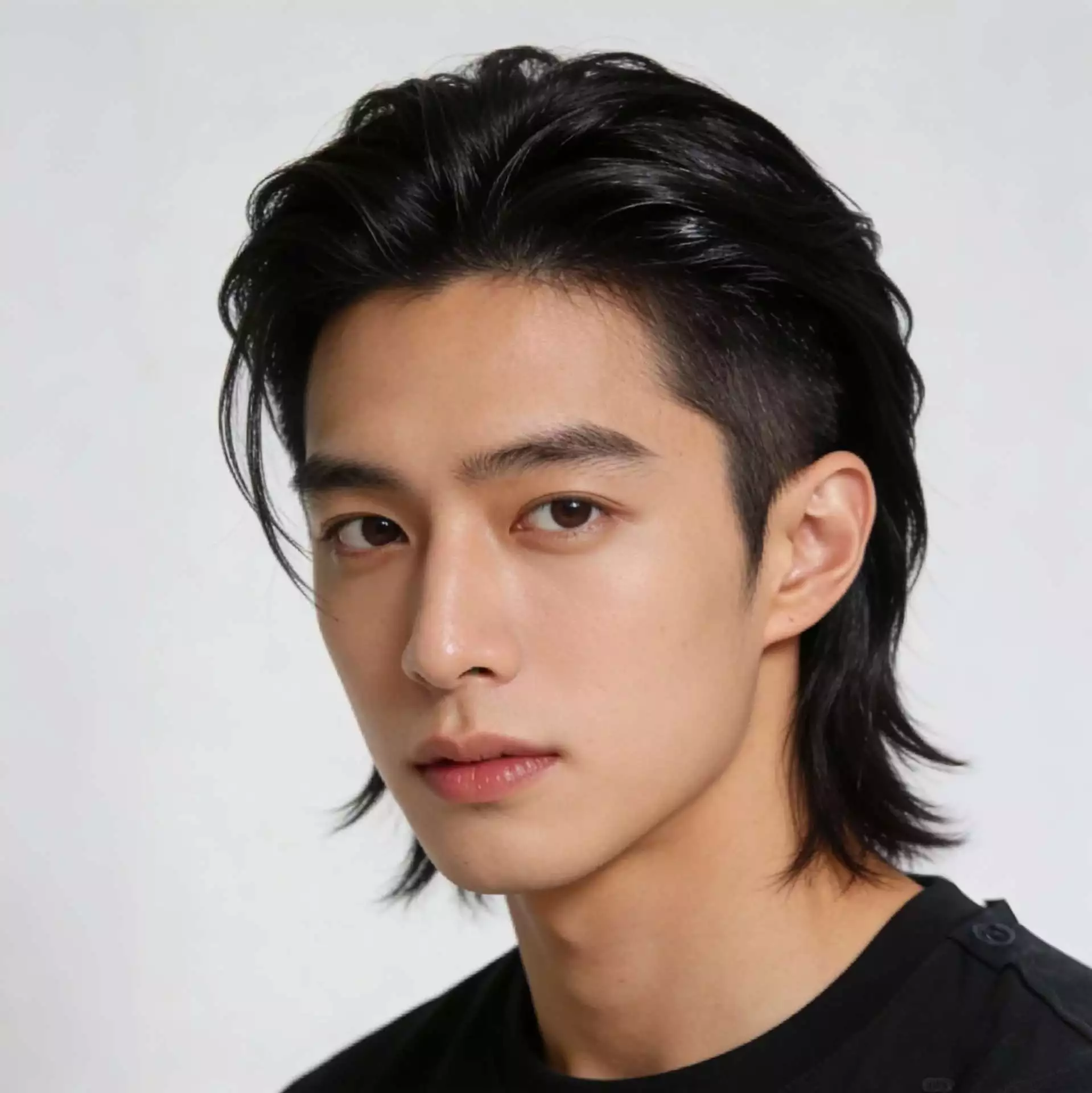 Asian men top long sides controlled grow-out haircut — transition shape to long hair, 2026