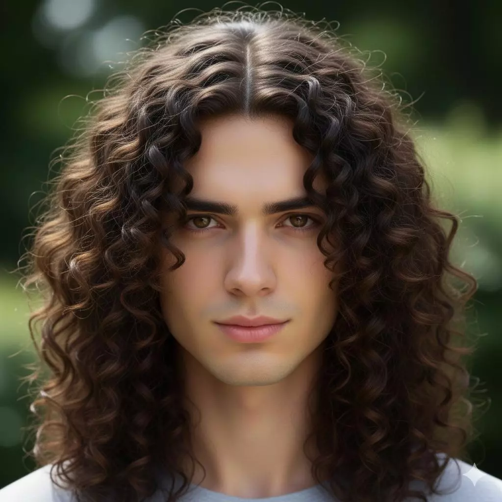 Bold layered curly long hair men — defined shape