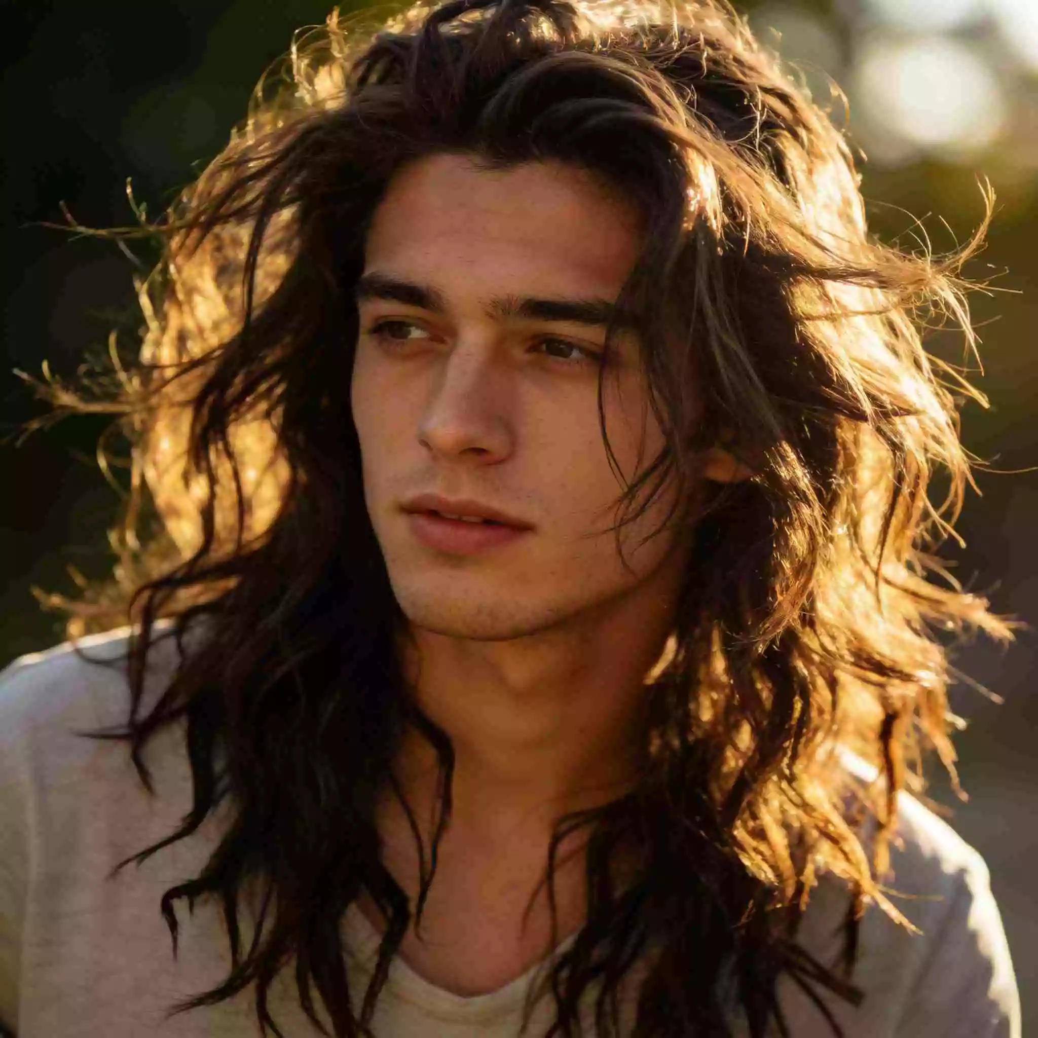Messy layered flow long hair for men with chaotic texture and effortless movement