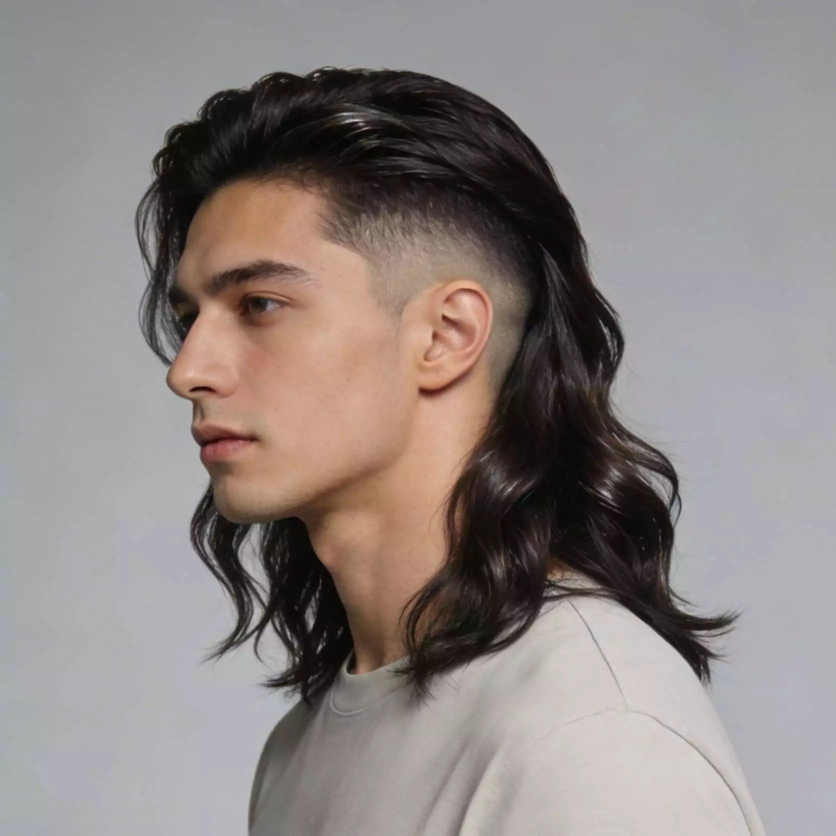 Long hair short sides men 2026—flowy top, tapered sides, clean modern versatile