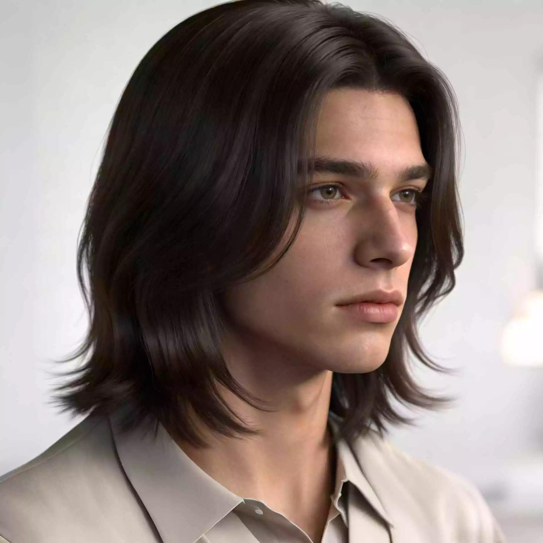 soft long layers — shoulder length — gentle movement with full-looking ends