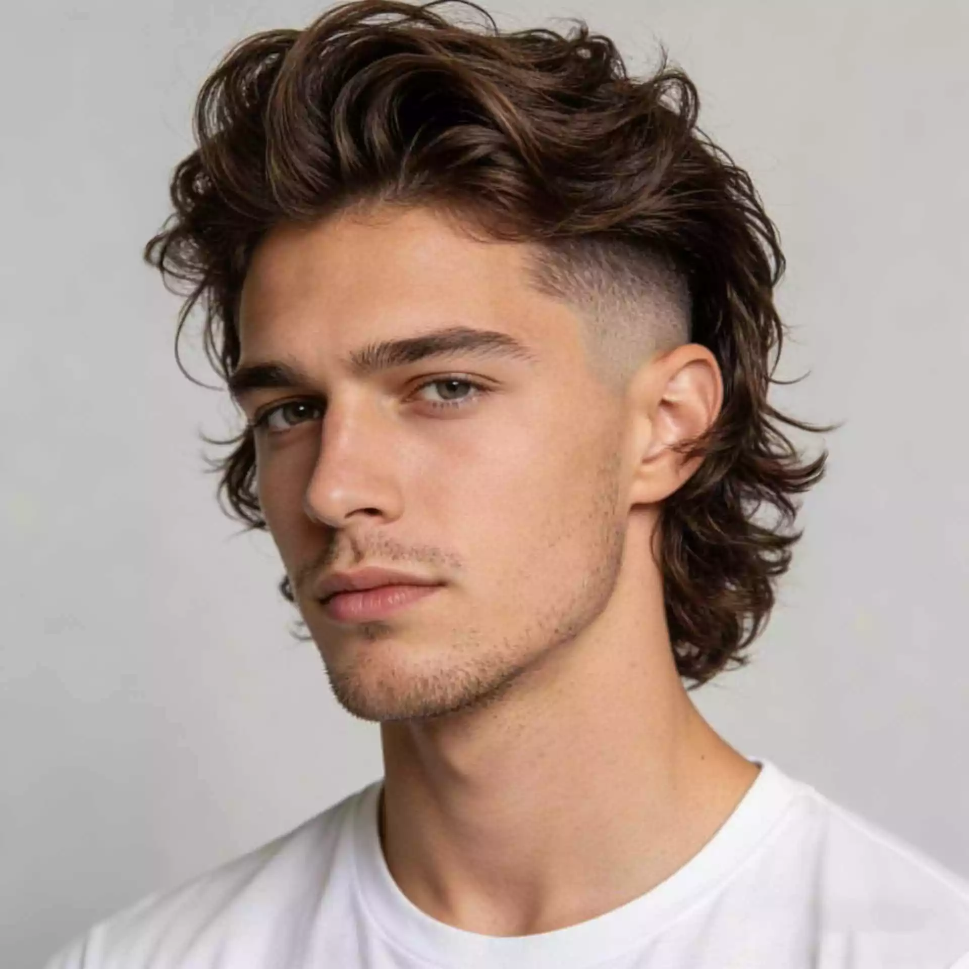 burst fade long top blowout men — voluminous longer top with rounded burst fade and airy finish