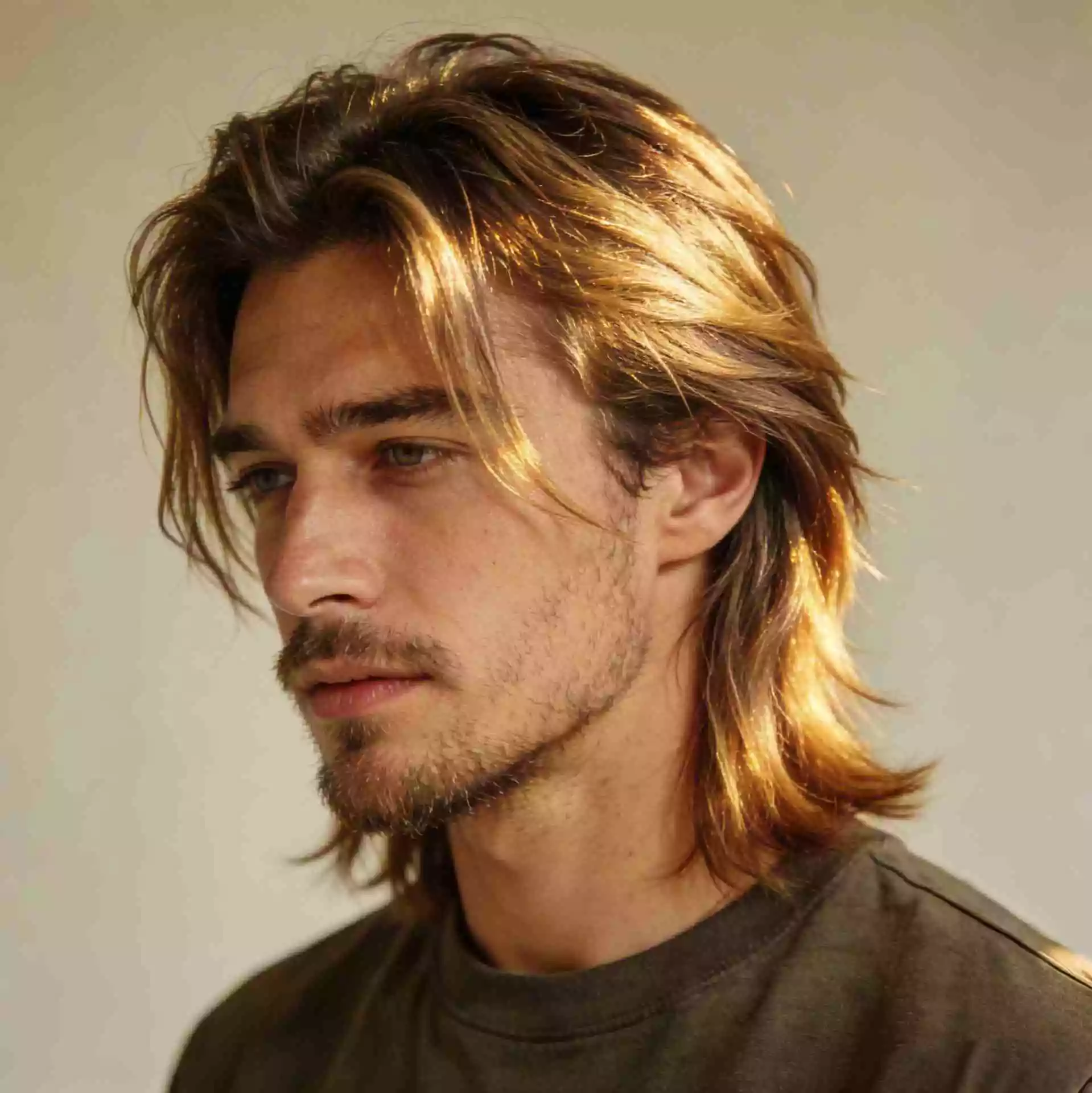 Wolf cut men medium hair — collarbone grow-out wolf cut with gradual layers