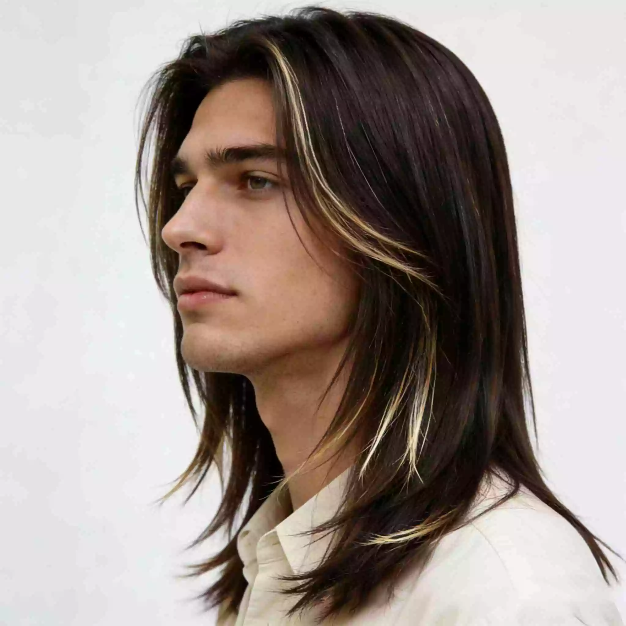 Wolf cut men straight hair — long wolf cut men with point-cut texture and separated ends