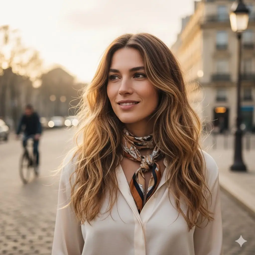 Side-profile portrait of a woman with long, voluminous Soft Cloud Waves hairstyle, emphasizing airy, loose texture and light, ethereal volume