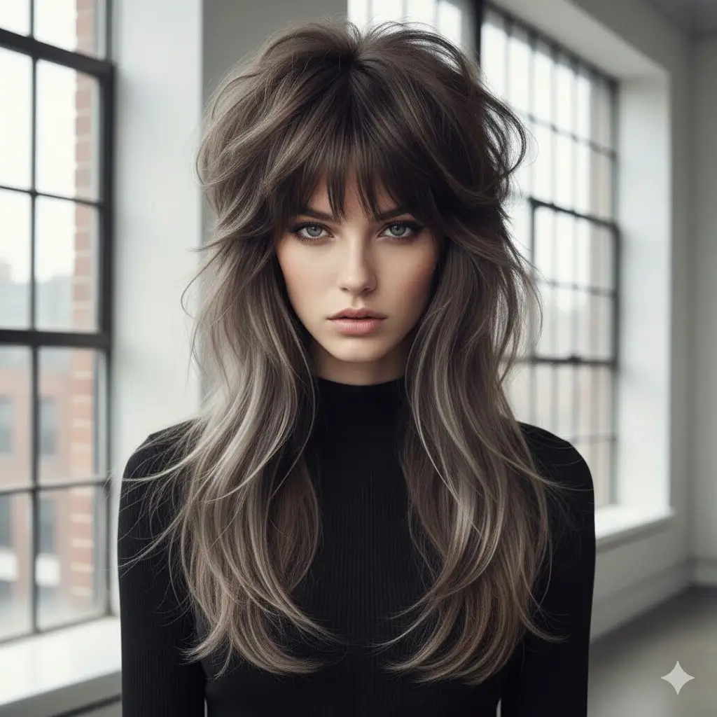 Shorter crown layers flowing into extra-long “tentacles”