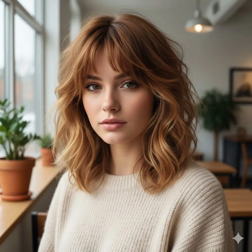 Soft bottleneck fringe + shaggy wolf layers, 2026 trendy variant