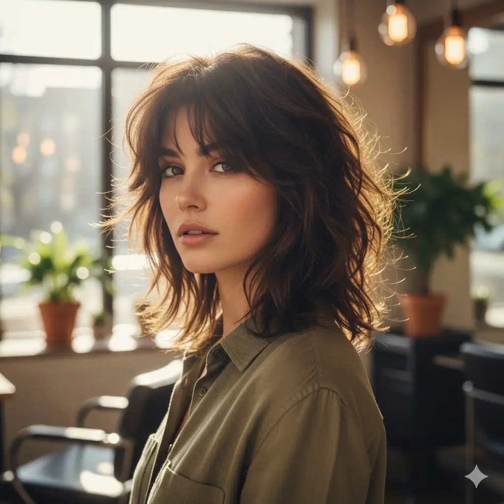 Extra-short face-framing pieces + long textured back