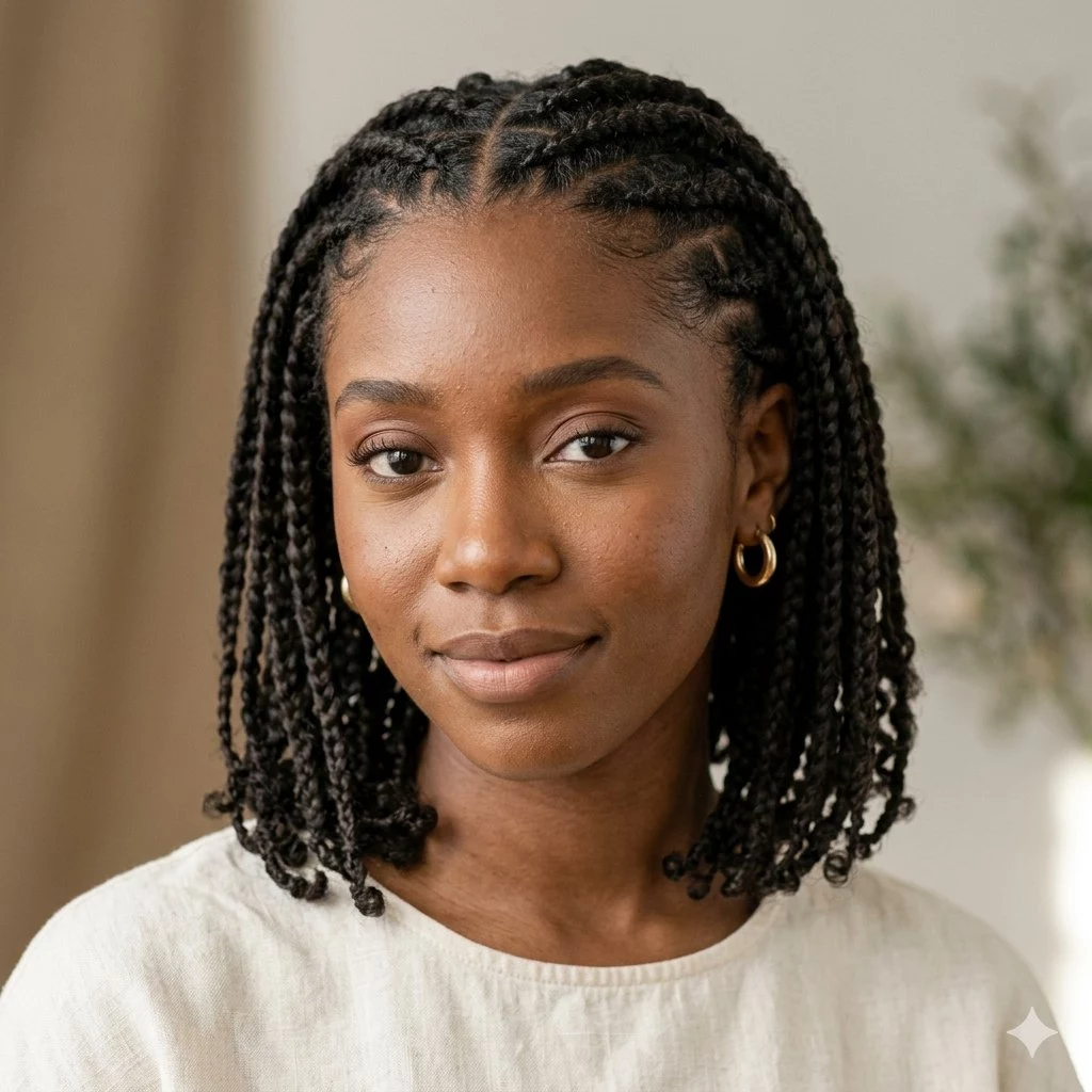 natural braided hairstyles without weave for Black women with mini braids, flat twists, cornrows, and soft natural texture