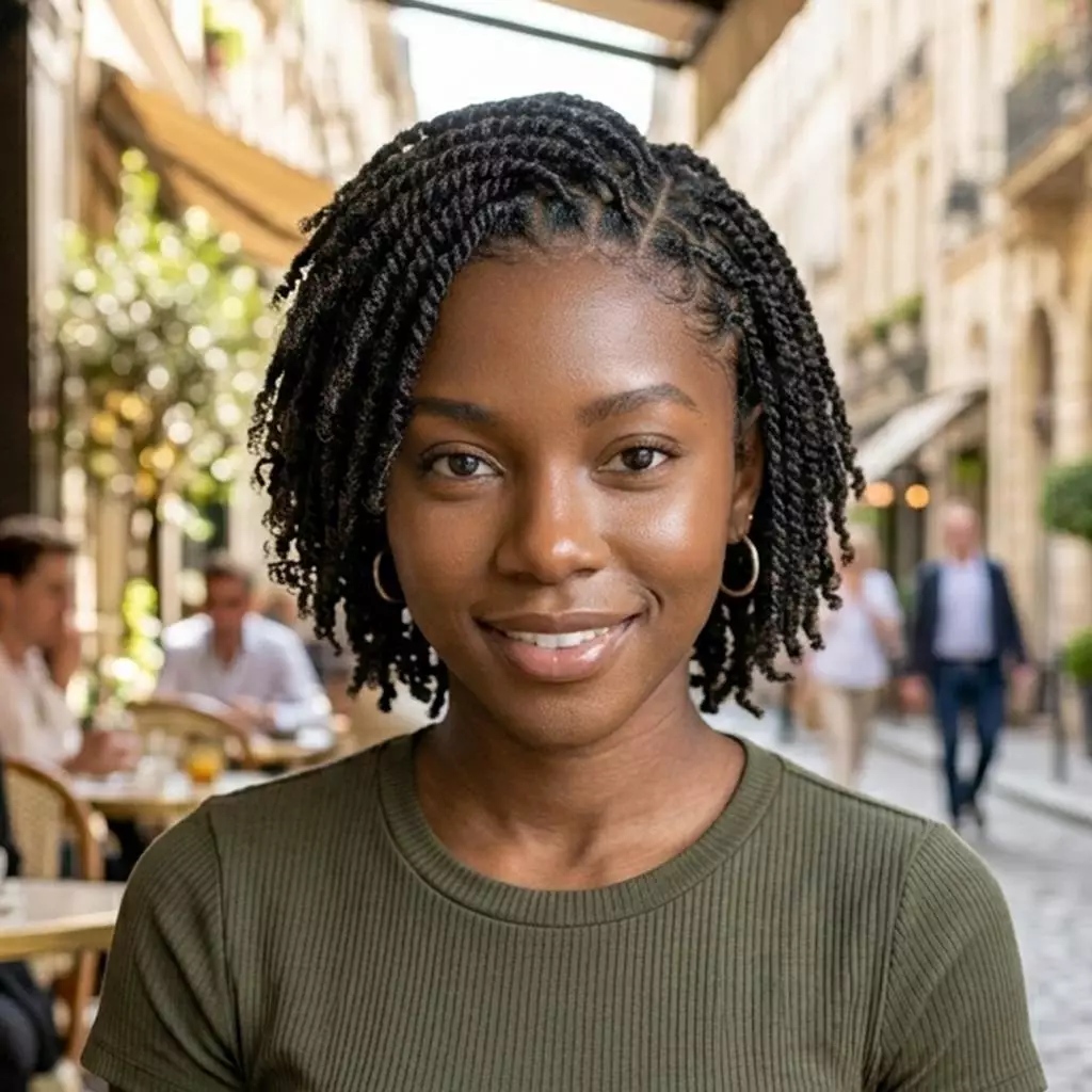 comb coil and mini twist starter loc styles for black women with neat scalp pattern, smaller sections, and a defined beginning-stage texture