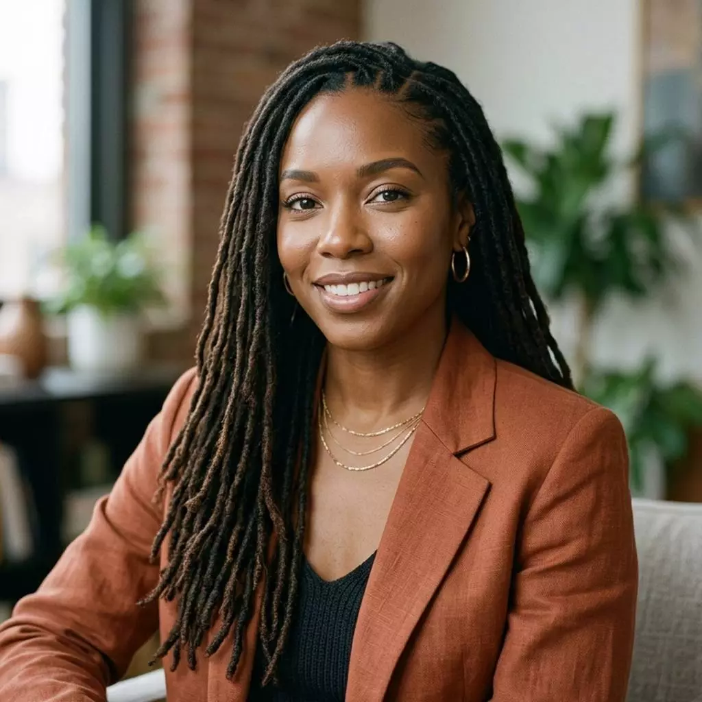long loc styles for black women with chest-length locs, clean parting, soft movement, and a striking polished finish