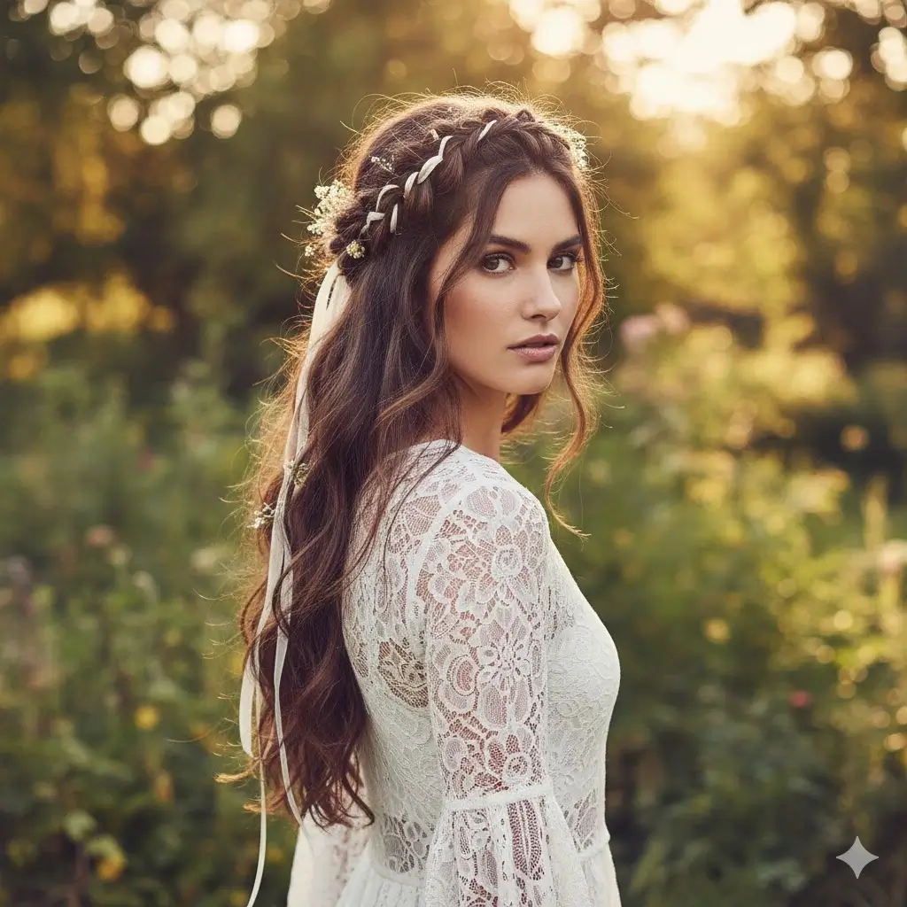 Top section braided with ribbons, bottom left wavy – the perfect hybrid