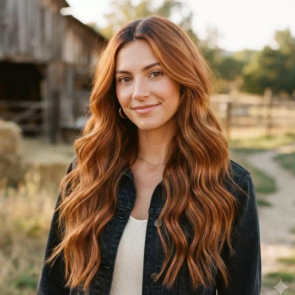 Cowboy copper long hair with soft waves