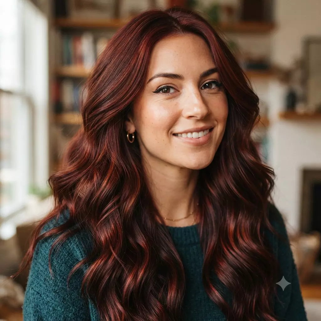 Dark auburn copper hair with rich dimension