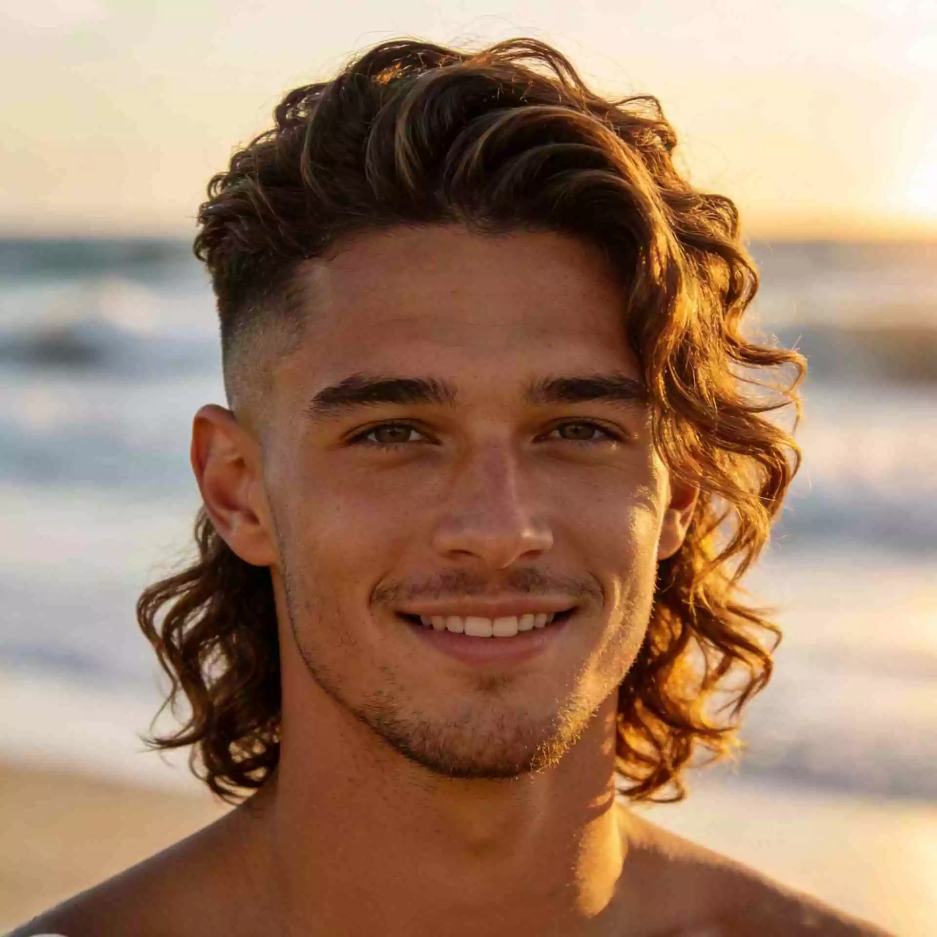 medium surfer hair for men with a mid taper and controlled wavy volume