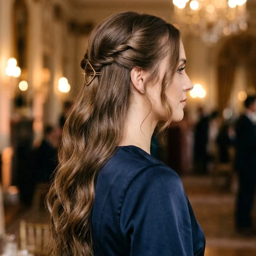 easy twisted half up prom hairstyles for long hair
