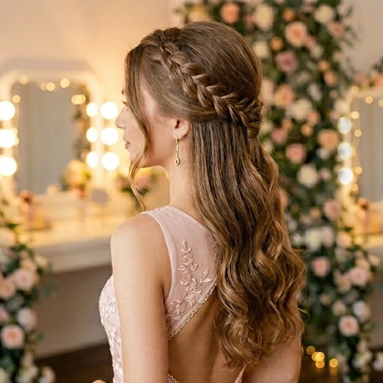 easy braided half up prom hairstyles for long hair