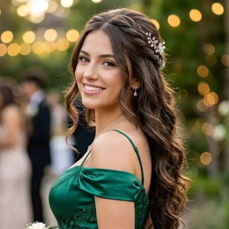 romantic half up half down prom hairstyles for long hair
