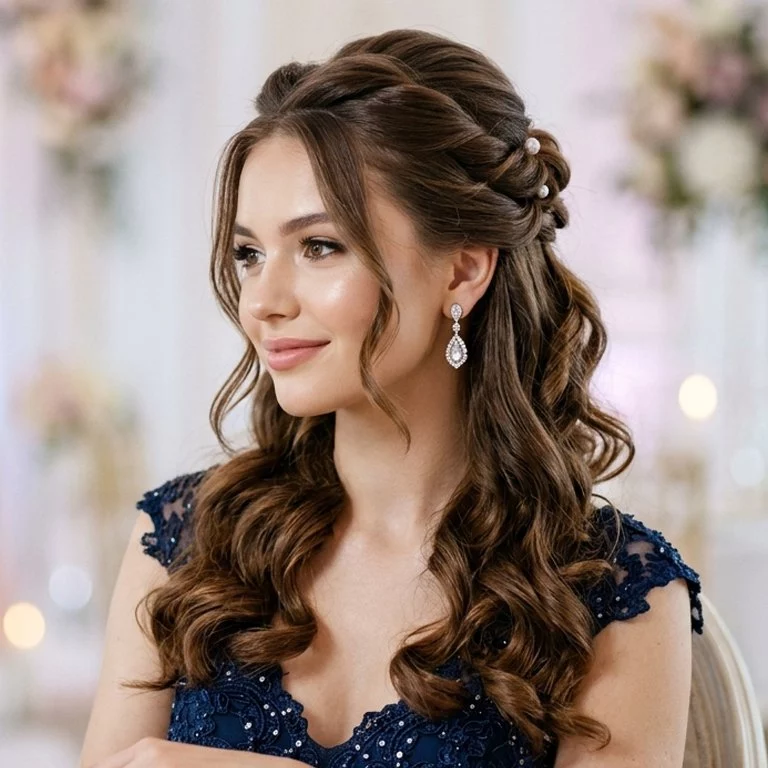 modern twisted half up half down prom hairstyles for long hair