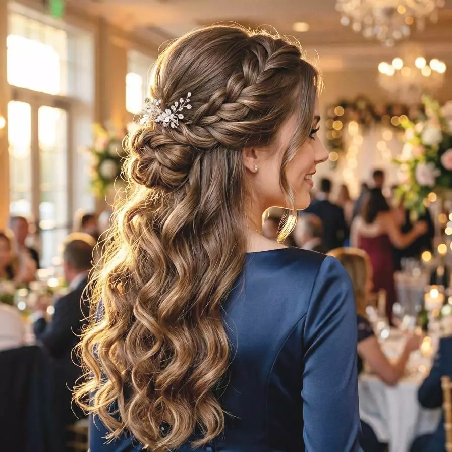 romantic half up half down prom hairstyles for long hair 2026