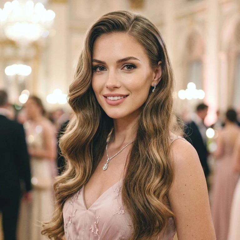 hollywood waves prom hairstyles for long hair glossy shine