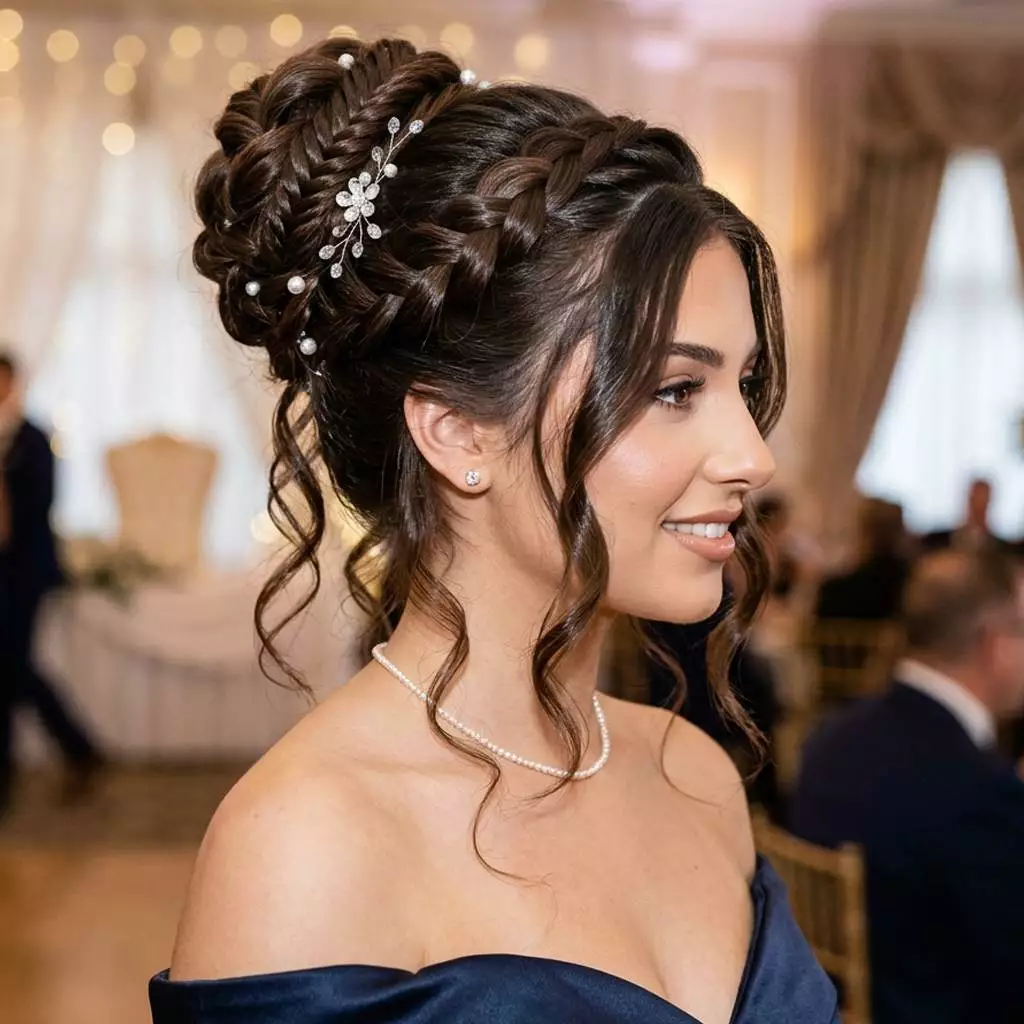 braided prom updo hairstyle for long hair