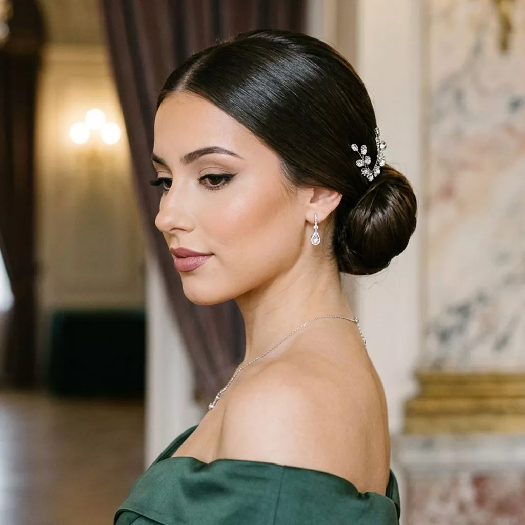 sleek chignon prom updo long hair