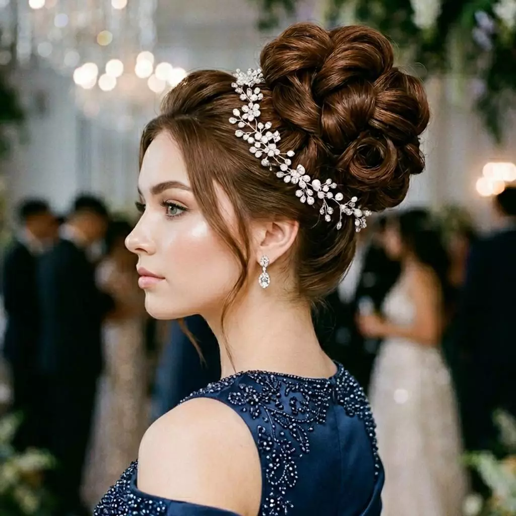 voluminous twisted prom updo long hair