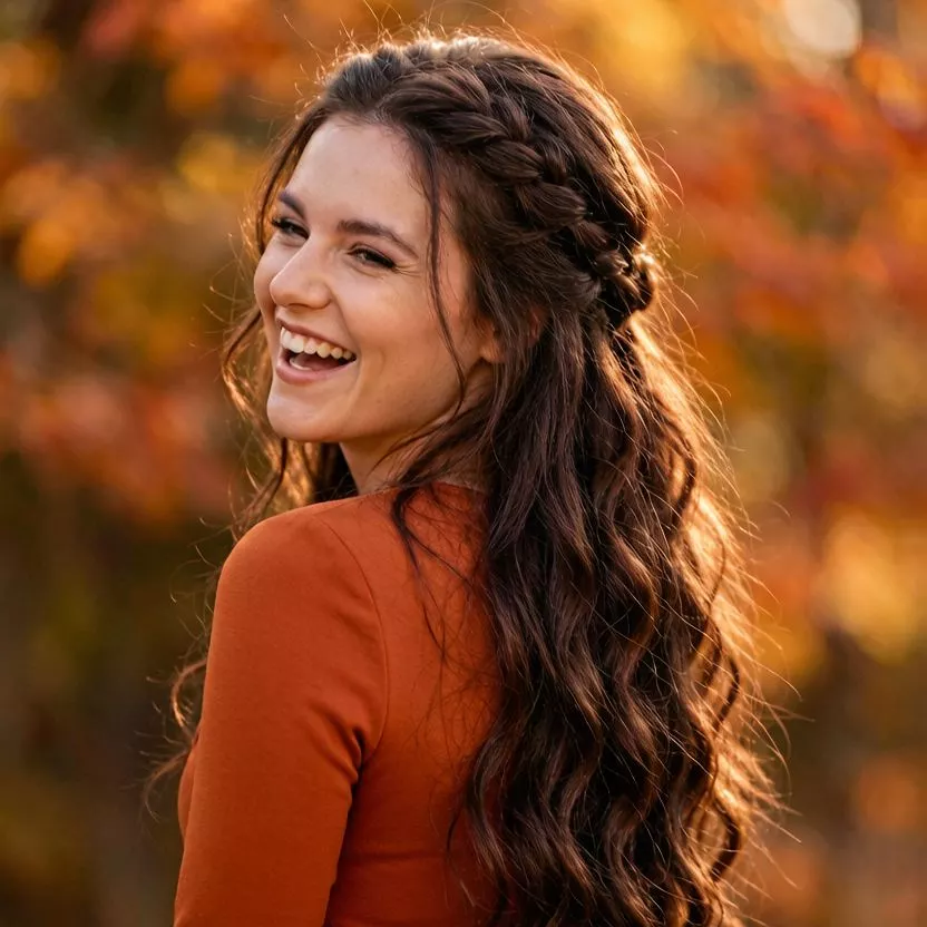 Voluminous twisted half-up wedding guest style